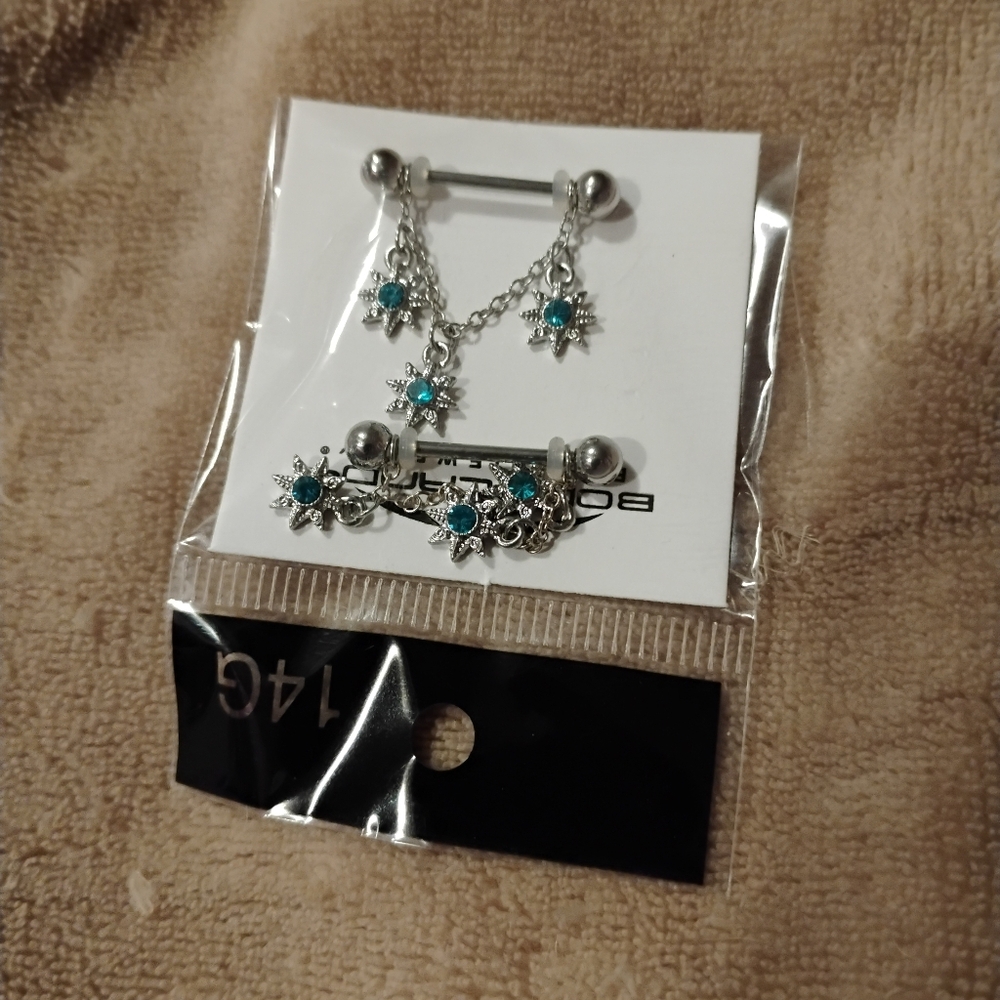 Chic Silver and Blue Starburst Earrings